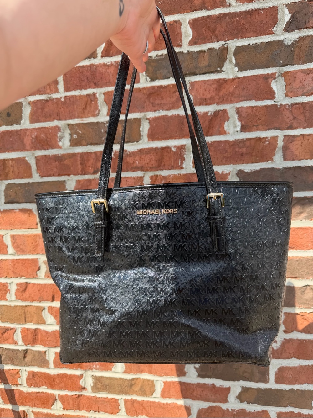 Michael Kors Black MK Logo Double-Handle Tote